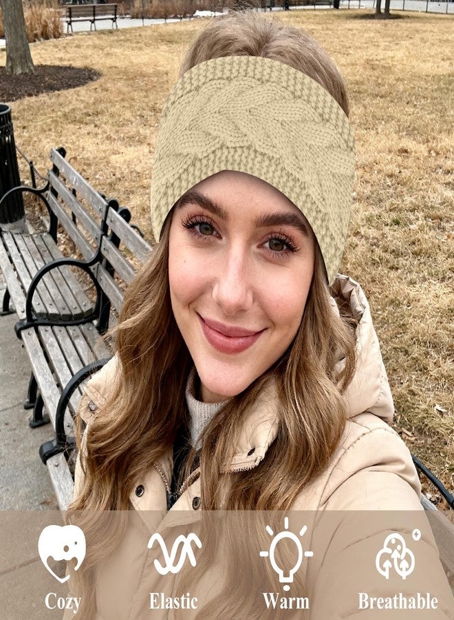 KIUEZIR 3PCS Winter Knit Headbands for Women Girls, Fleece Lined Ear Warmer Soft Thick Head Bands for Cold Weather, Styllish Winter Hair Accessories - Image 3